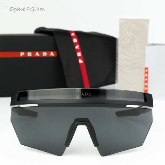 Prada Linea Rossa Accessories - NEW Prada Linea Rossa PS01YS 1BO06F Black Grey Single Lens Unisex Sunglasses